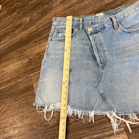 Agolde Criss Cross Buttonfly Distressed Denim Skirt Size 30 - Picture 8 of 12